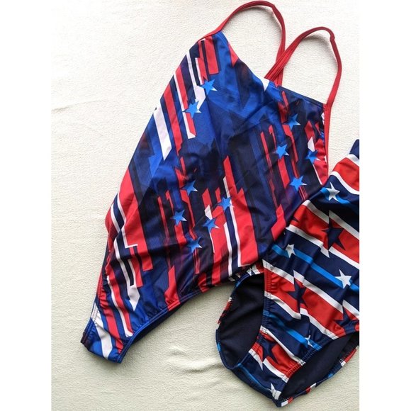 2 set Women's SPEEDO Swimsuits Size 8/34 Flyback ProLT Relay Back Patriotic NEW - Picture 2 of 8